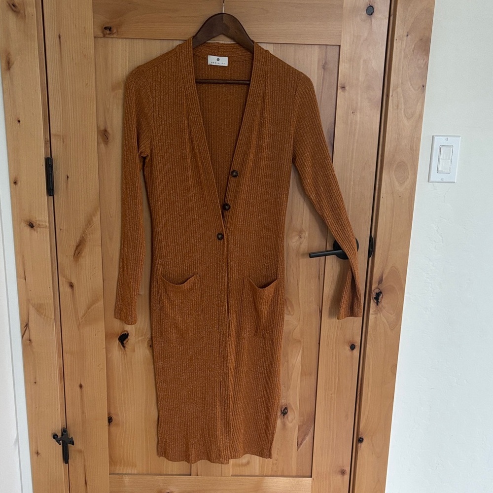 Socialite burnt orange Ribbed Cardigan